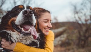 Woman with large dog