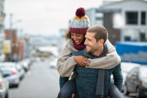 Man and Woman in city winter