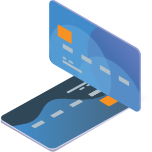 Icon of two blue credit cards stacked on top of each other