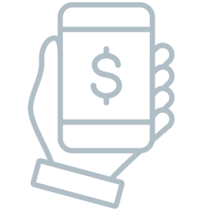Phone in hand with dollar symbol icon