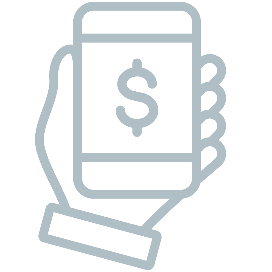 Hand holding phone with dollar symbol icon