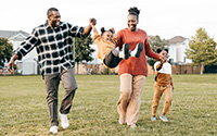 Family Enjoying Springtime Outdoors with Kids