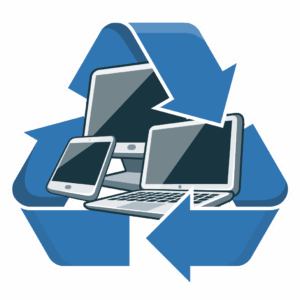 Recycle logo with electronis
