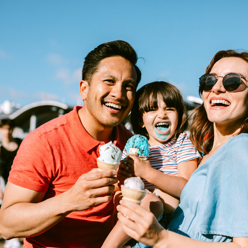 Family Eating Ice Cream At California Pier
